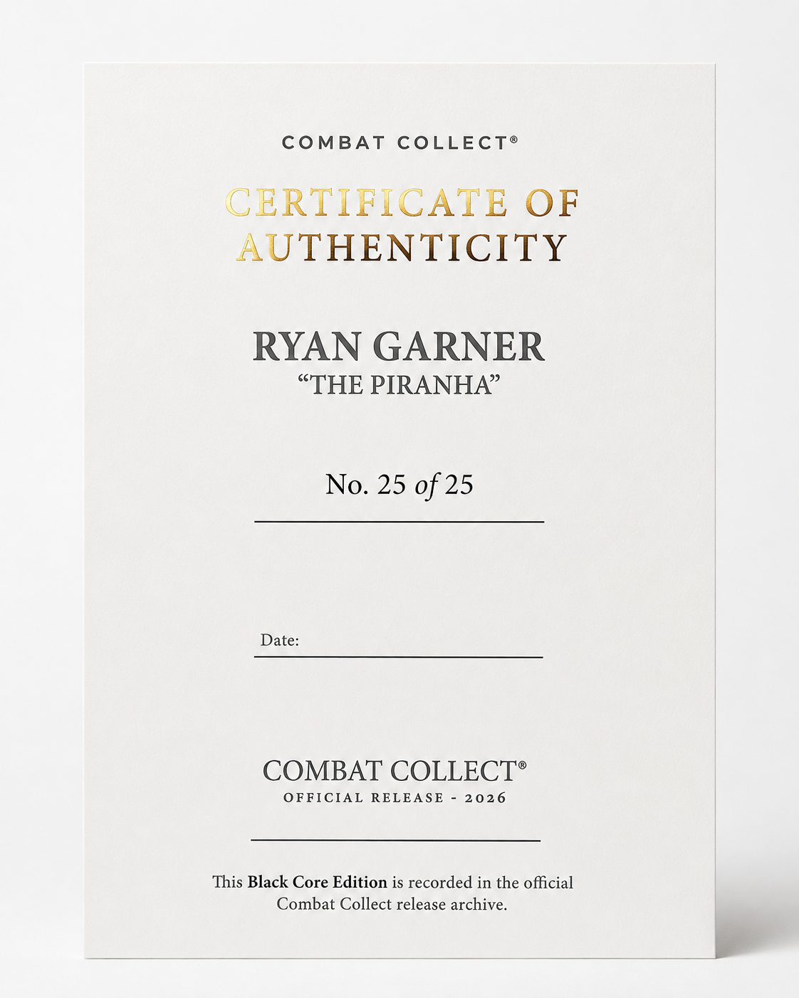 Ryan Garner “The Piranha” — Black Core Edition /25 Collector Card